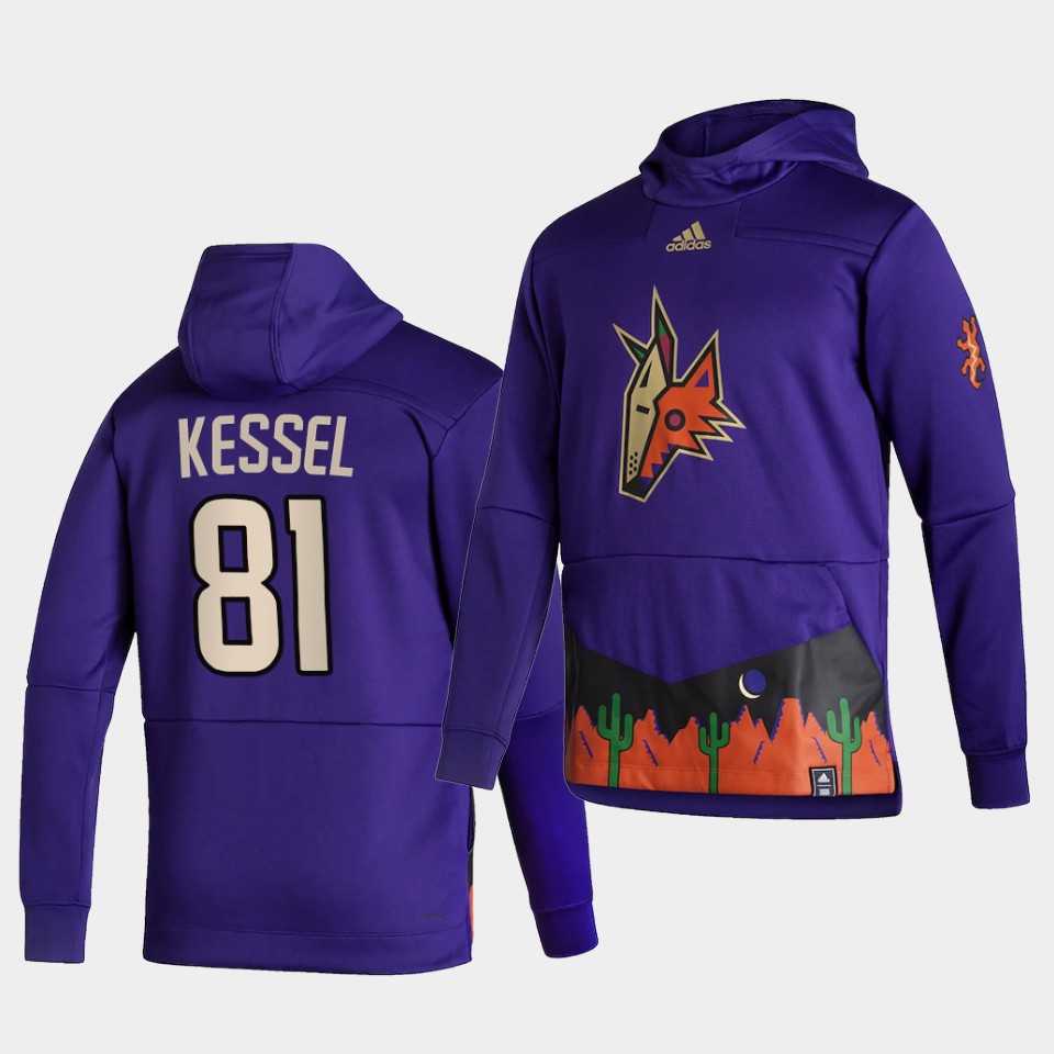 Men Arizona Coyotes 81 Kessel Purple NHL 2021 Adidas Pullover Hoodie Jersey